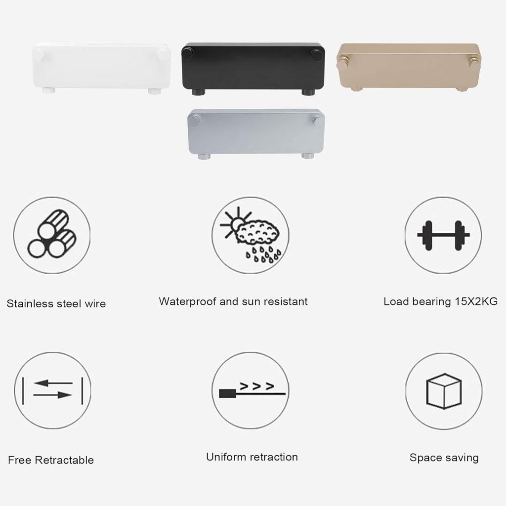 Retractable Clothesline, Retractable Laundry Line Double Stainless Steel Clothes Line Retracting Wall Mount Clothes Drying Line with Lock for Indoor