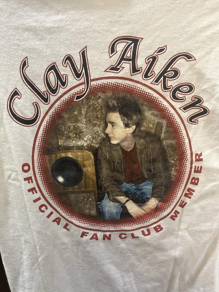 Vintage Clay Aiken Shirt Official Fan Club Member Size Small White Unisex T-Shirt XXL