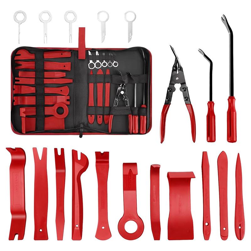 Auto Clip Pliers, 19 Pcs Trim Removal Tool Set, Fastener Terminal Remover With Plastic Pry Tools For Car Panel/Dash
