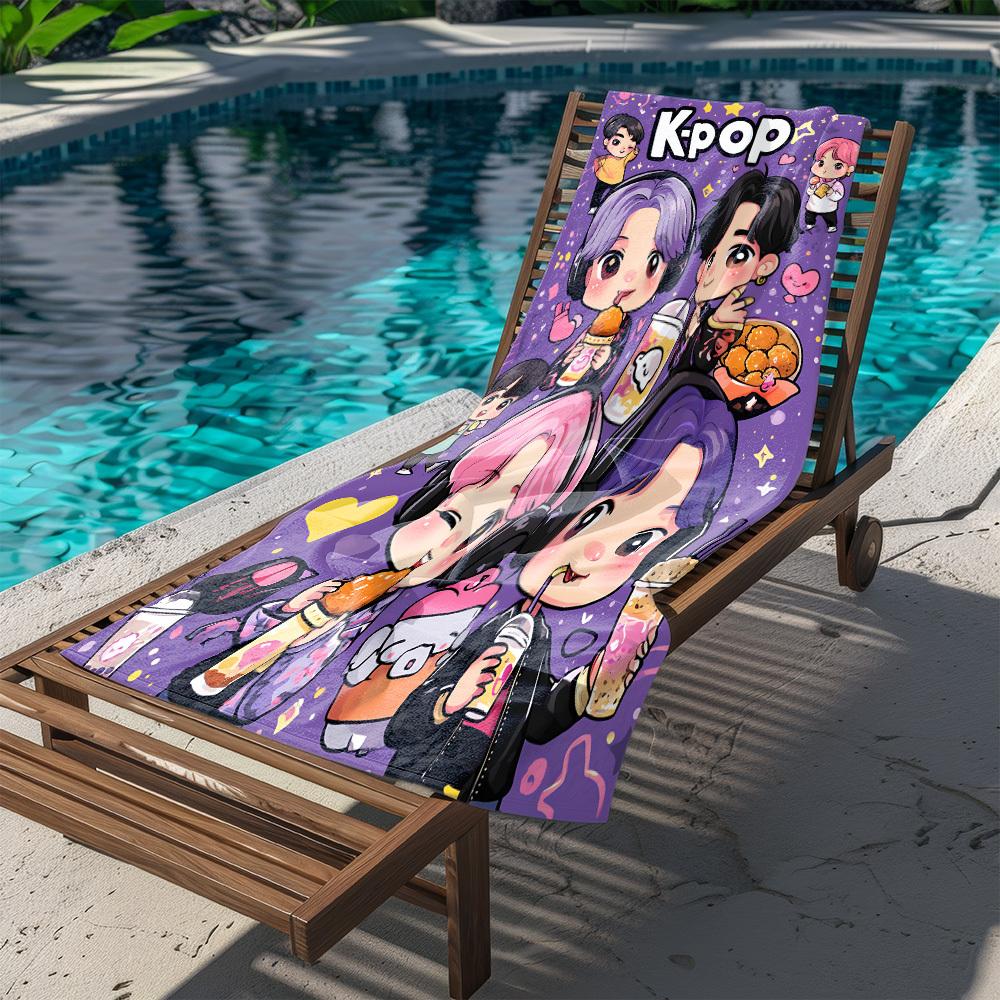 1pc K-pop Idol Beach Towel Extra Large Quick Dry Microfiber Sand Free Absorbent for Pool Travel Yoga 2D Flat Print Washable