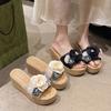 Modische Keilabsatz Freizeit-Slipper für Damen 2025 Sommer Neu Mode Blume Designt Fischmaul Dicke Sohle Offene Zehen High Heel Sandalen