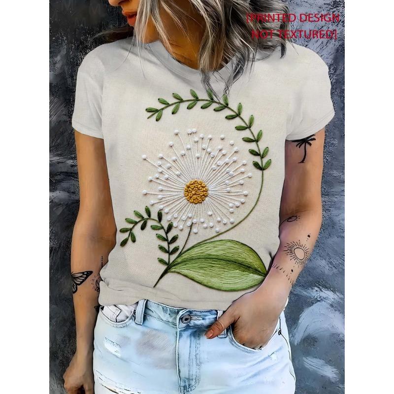 

Spring and summer women s casual and comfortable round neck T-shirt XL