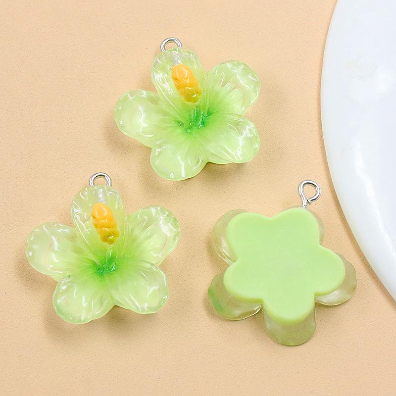 DIY Resin Plant Charm: Transparent Lotus & Cherry Blossom Five-Petal Flower Pendants