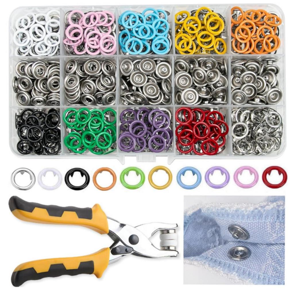 200set 11mm Metal Snap Button Fasteners With Tool Plier For Clothing Shoes Bags Craft Projects Garments And Accessories