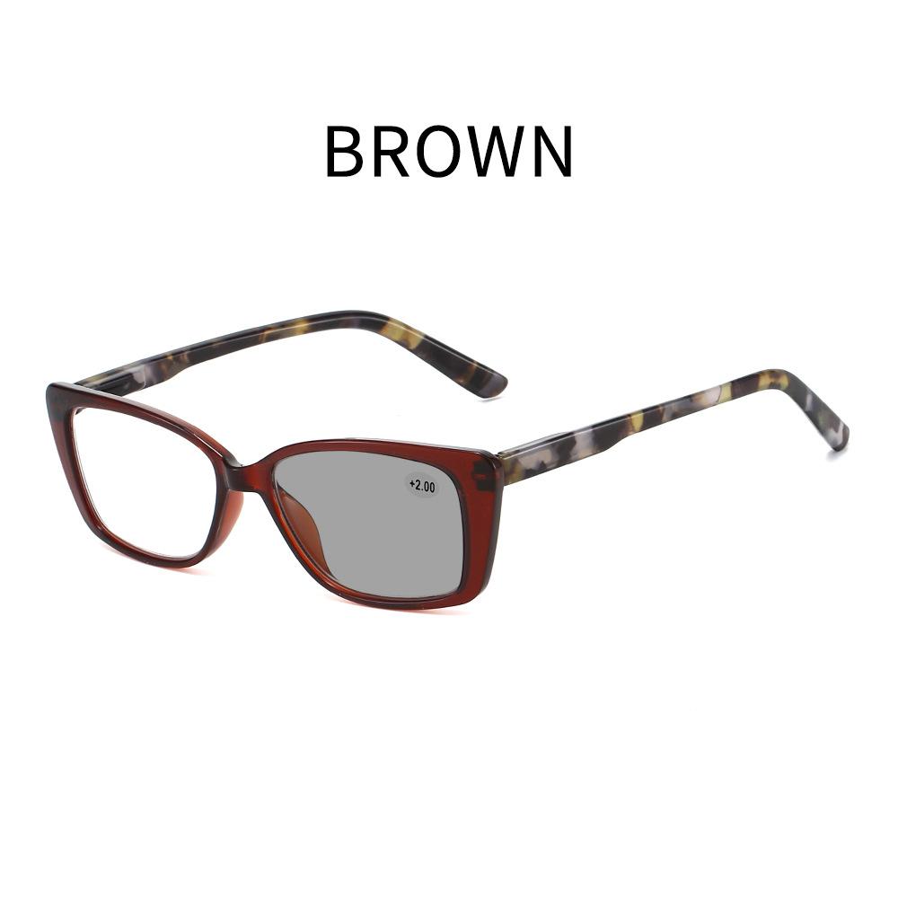 Fashion New Anti-blue Light Photochromic Farsightedness Glasses Square Frame Outdoor Color-changing Presbyopia Glasses +3.5+4.0