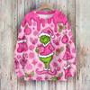 Women's Casual Long Sleeve Cute Christmas Print Neck Knit Sweater