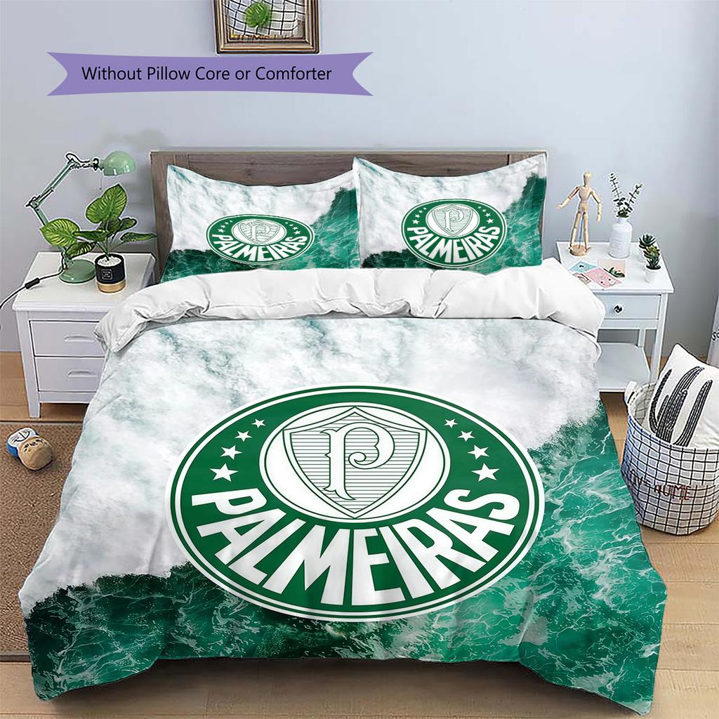 SE Palmeiras Pattern Bedding Quilt Set Home Decoration Gift (1 * Duvet Cover + 2 * Pillowcase Without Core)