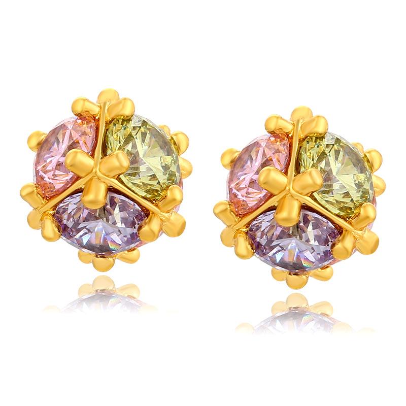 

silver 925 earringsColorful artificial zircon magic ball embroidered ball earrings for women with retro temperament earrings jewelry