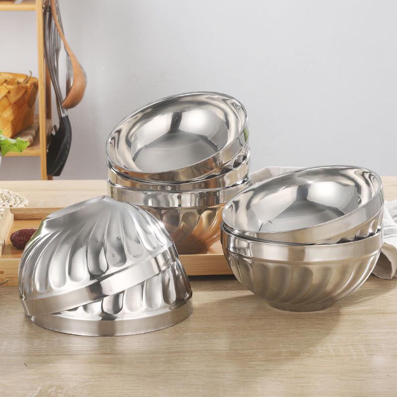 Kangfutao 201 Stainless Steel Double-Layer Anti-Scald Bowl