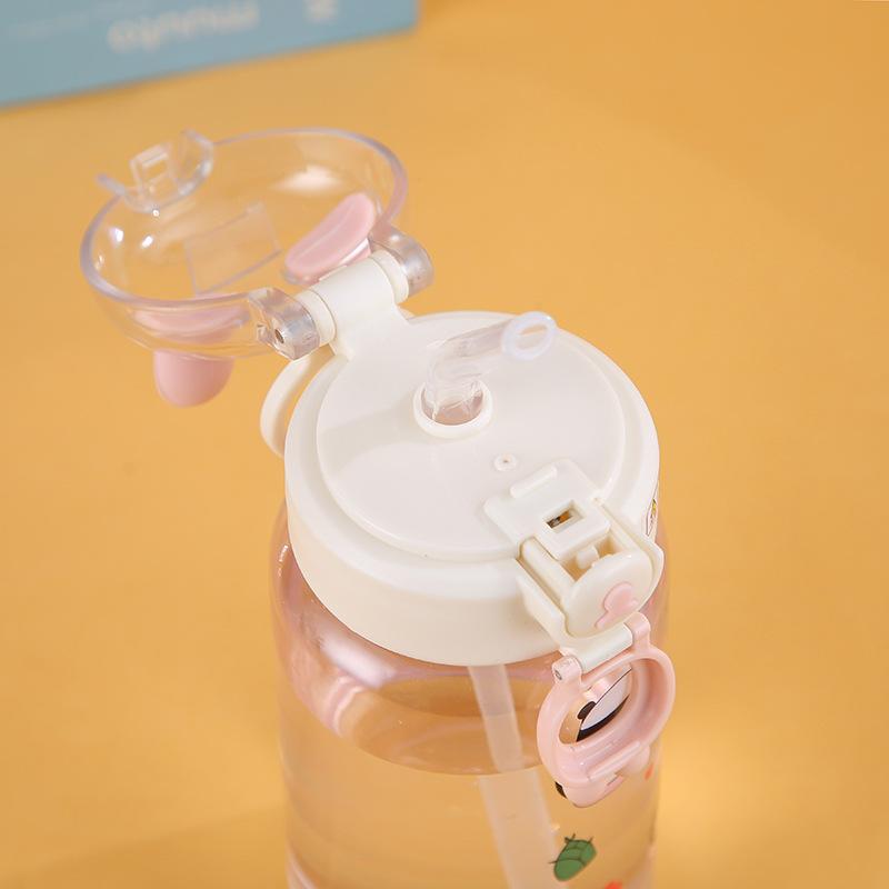 Water bottle creative cartoon children's water cup outdoor portable straw cup summer student high value accompanying cup manufacturer