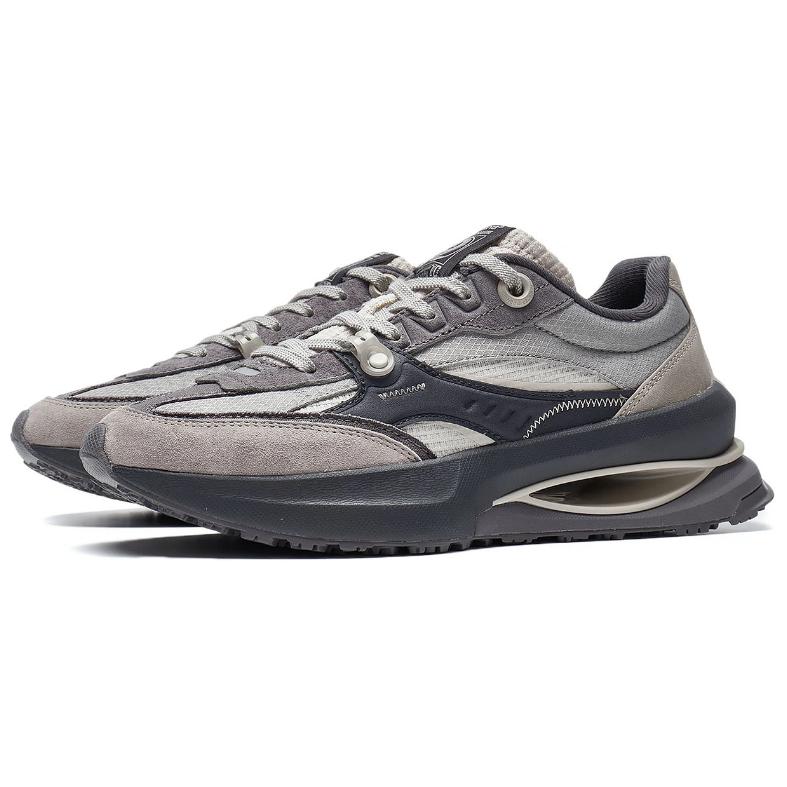 Li Ning 92 Shadow Non-Slip Wear-Resistant Low-Top Casual Shoes Women Casual Shoes Black Gray AGCT250-4