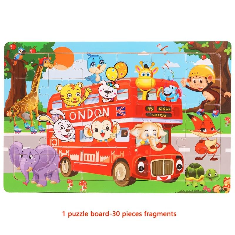 Children's Wooden Jigsaw Puzzle 30PCS, Cartoon Dinosaur & Animal Educational Toy, Fun Hands-On Gift for Boys & Girls