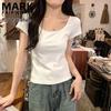 Mark Fairwhale Women's Double U-neck Slim Fit Short Sleeve T-shirt