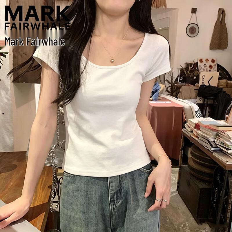 Mark Fairwhale Women's Double U-neck Slim Fit Short Sleeve T-shirt