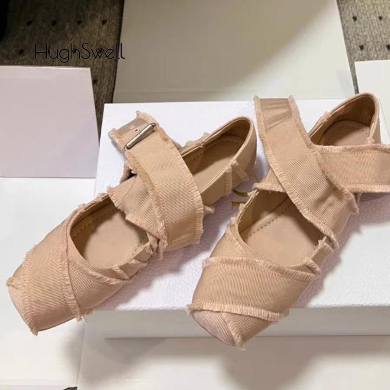 Mode Luxus Fransen Kreuz band Ballerinas Frau Elegante Square Toe Knöchel Schnalle Riemen Ballerinas Damen Marke Design Bein Krawatte Schuhe