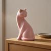 Coral Cat Figurine Matte Finish Resin Statue Minimalist Home Decor Decoration for Tabletop,