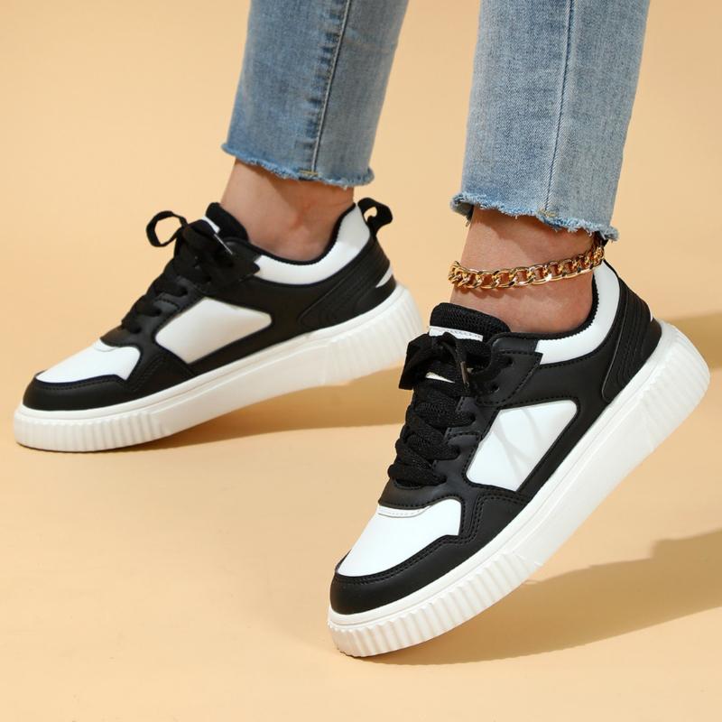Classic Board Shoes Women Fashion PU Leather Sneakers Men Trendy Flats Casual Versatile Platform Shoes Lace-up Casual Trainers