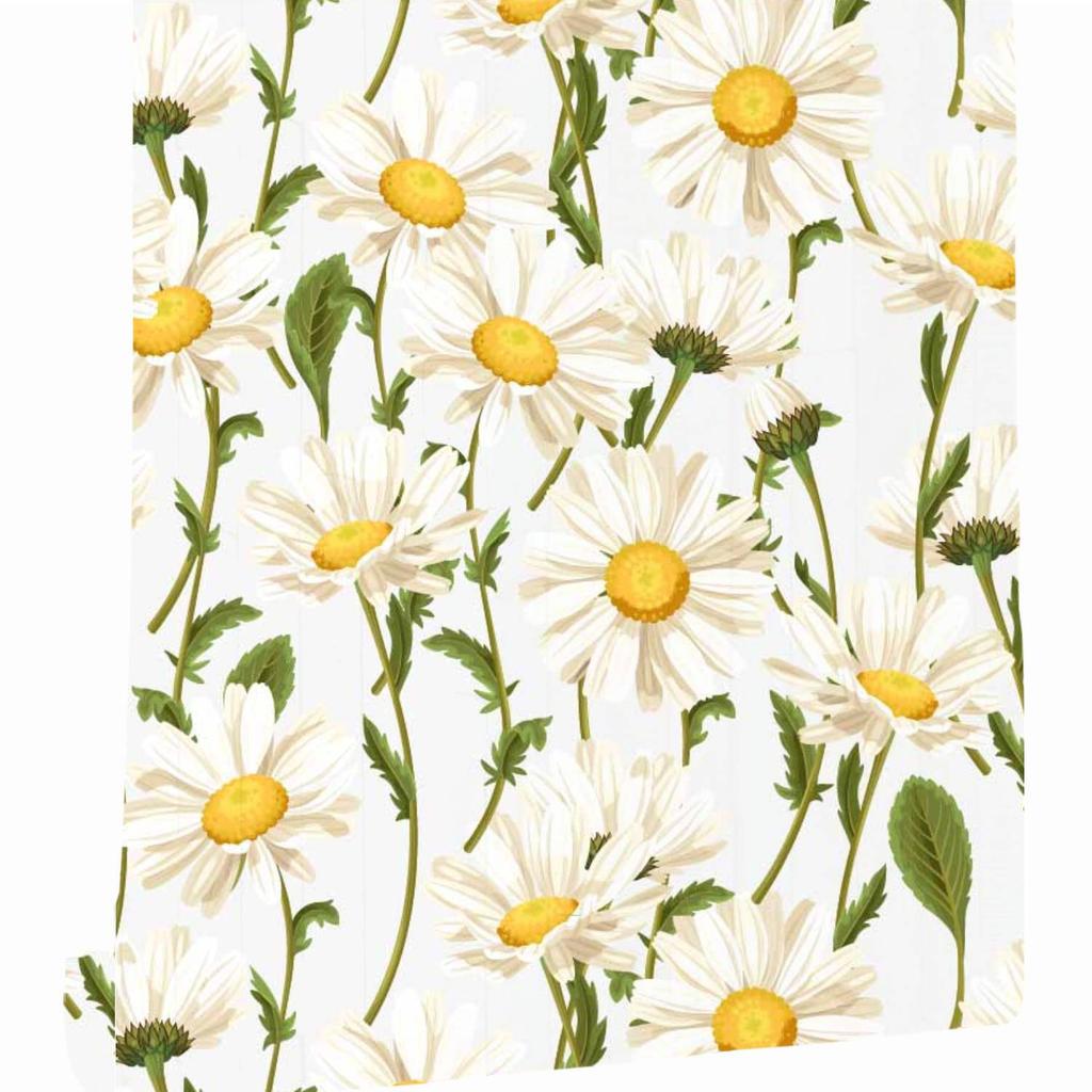 Vintage Daisy Peel and Stick Wallpaper Floral Self Adhesive Wallpaper Removable Contact Paper for Bedroom Living Room Wall Decor