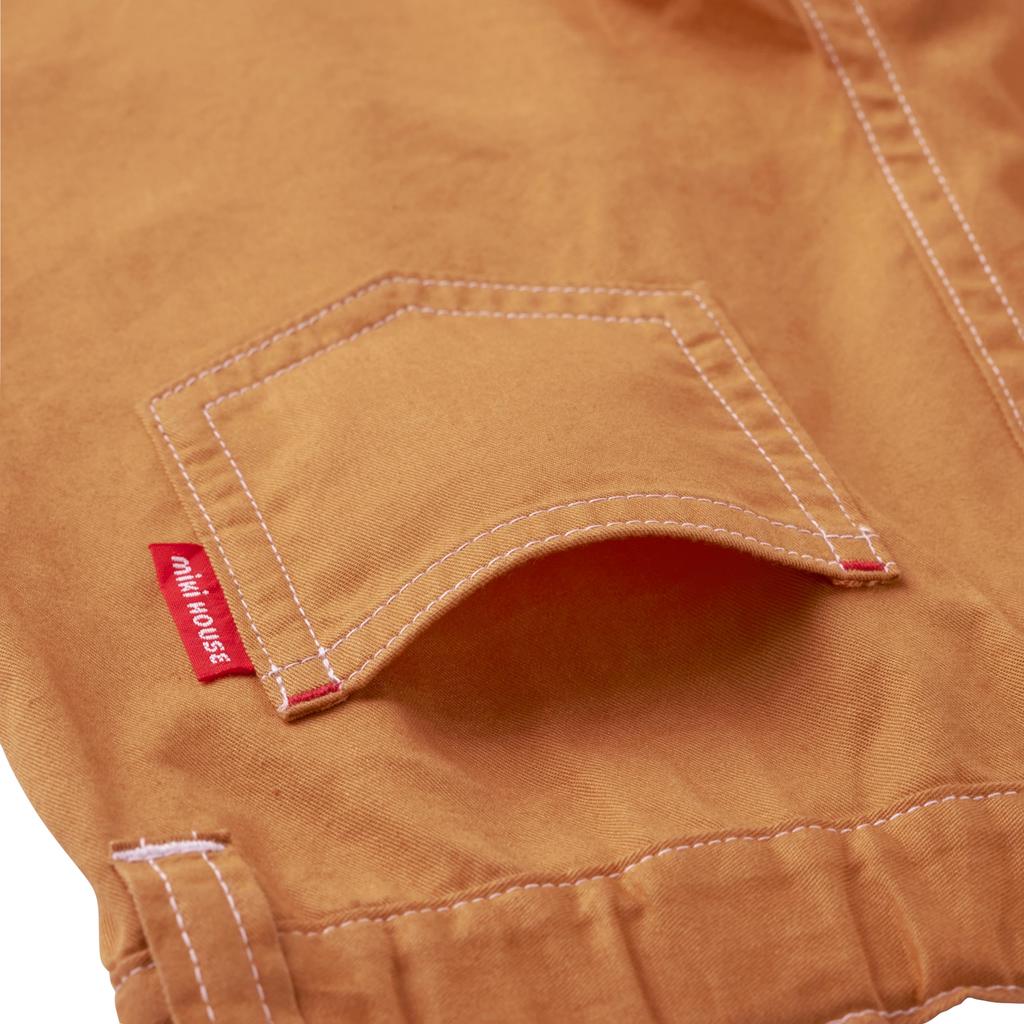 Länge Halb Für Für Hellbraun [Miki House] 6/8 Hose, Hose, Einfarbig, Logo, Schlicht, Jungen, Mädchen, Babys, Kinder, Kinderbekleidung, Kindergarten,