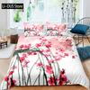 Chinese Traditional Painting Bedding Set Pink Plum Blossom Comforter Cover Set Full Size for Adults Teens Bedroom Decor 3pcs