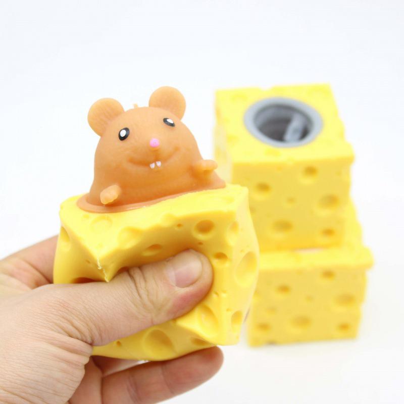 Novelty Cheese Mouse Stress Relief Squeeze Toy 4.6*4.6 CM