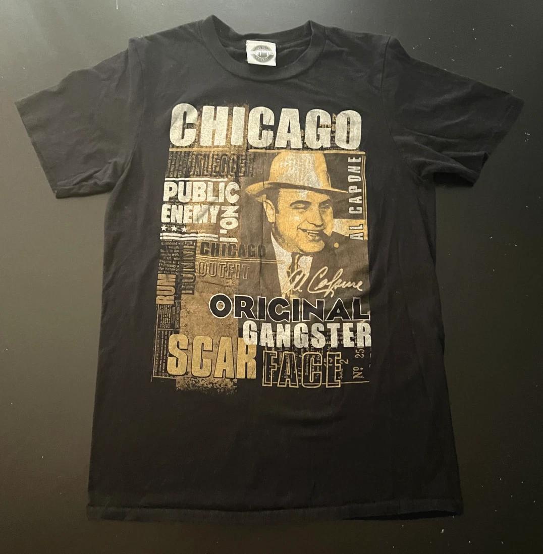 Al Capone, Scarface - Love From Chicago T-Shirt, Black, Size: Small L