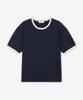 Tienjiti W Cropped Ringer Tee (Navy) Tnts6E210N2