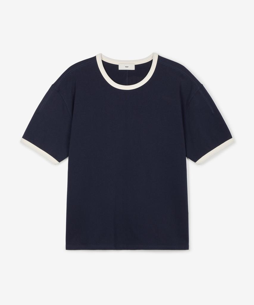 Tienjiti W Cropped Ringer Tee (Navy) Tnts6E210N2