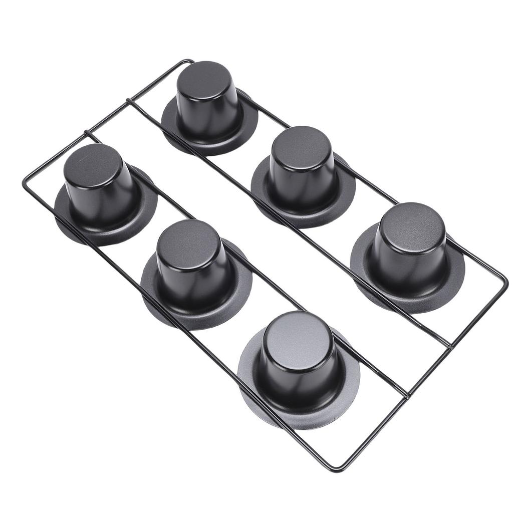 6 Cup Popover Pan for Baking Deep Non Stick Sturdy Carbon Steel Bakeware Easy to Clean for Pudding Muffins Popovers