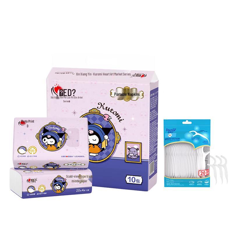 Dr. Tooth Dental Floss Sticks & Kissheart Tissues Bundle