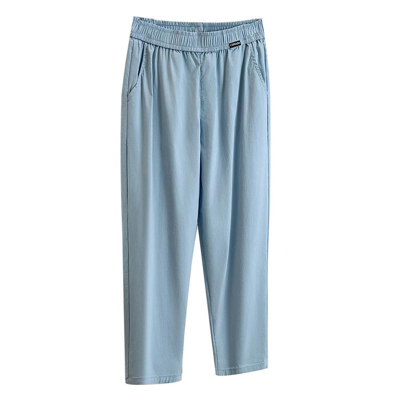 Summer Plus Size High Waist Elastic Slimming Tapered Casual Pants