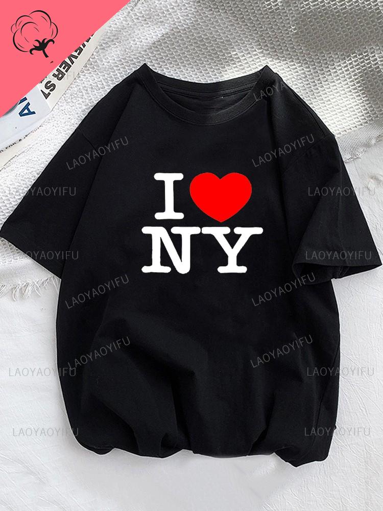 

Футболка с рисунком I Love NY New York, унисекс для девочек, Y2K, Harajuku, мода, розовый, красный, новые хлопковые топы, FeUnisex, забавная универсальная одежда, подарок, унисекс L