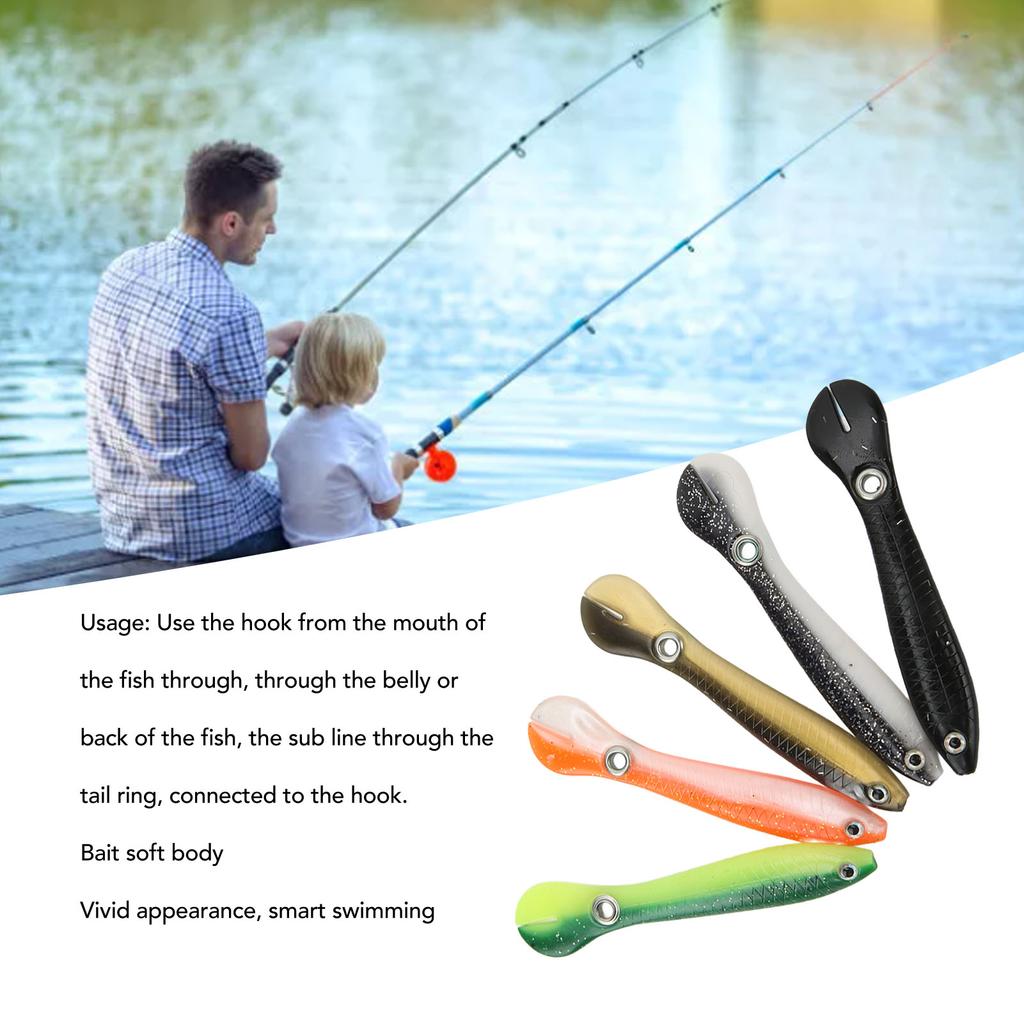 5 st Konstgjort Fiskebete 10cm 3D Simulation Silikonöga Livlig Bärbar Löja Mjukbete