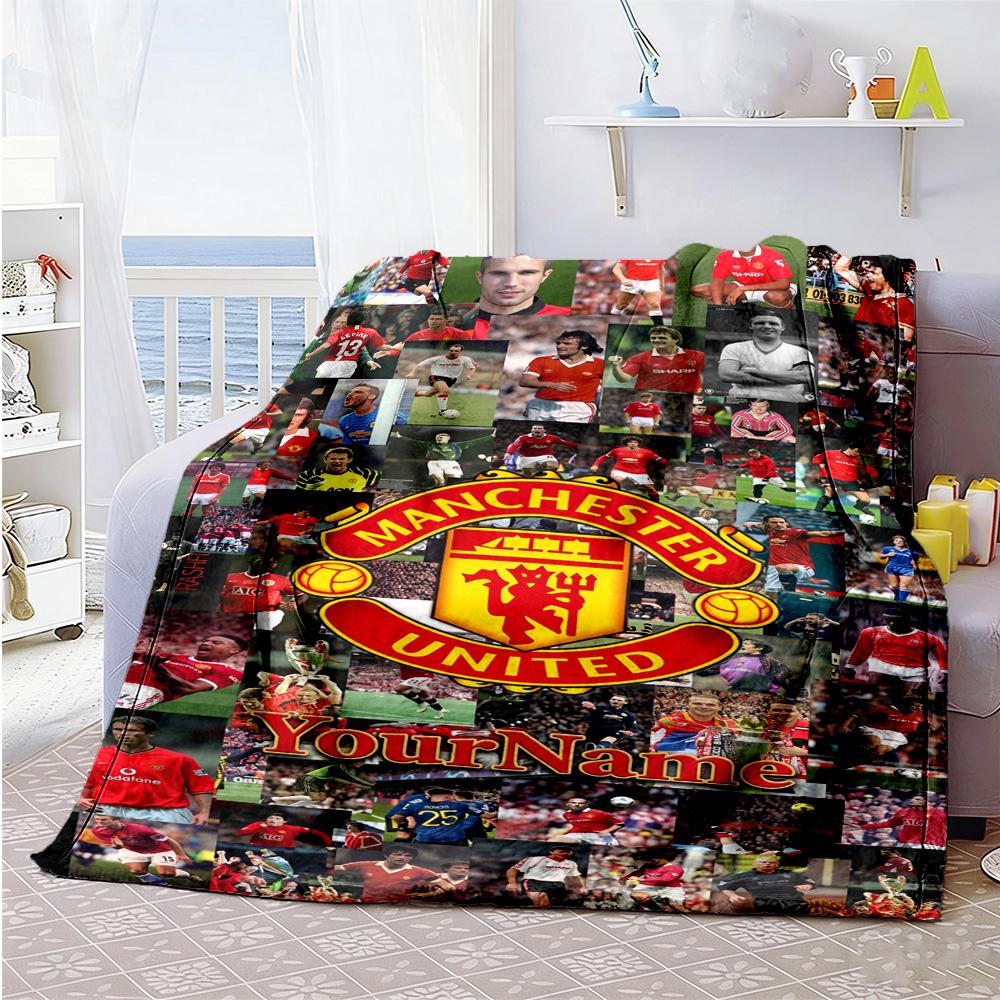 Manchester Customize Your Name Blanket Multi-purpose Customizable Blanket Durable Comfort Perfect for Living Room Office Chair Couch Livingroom