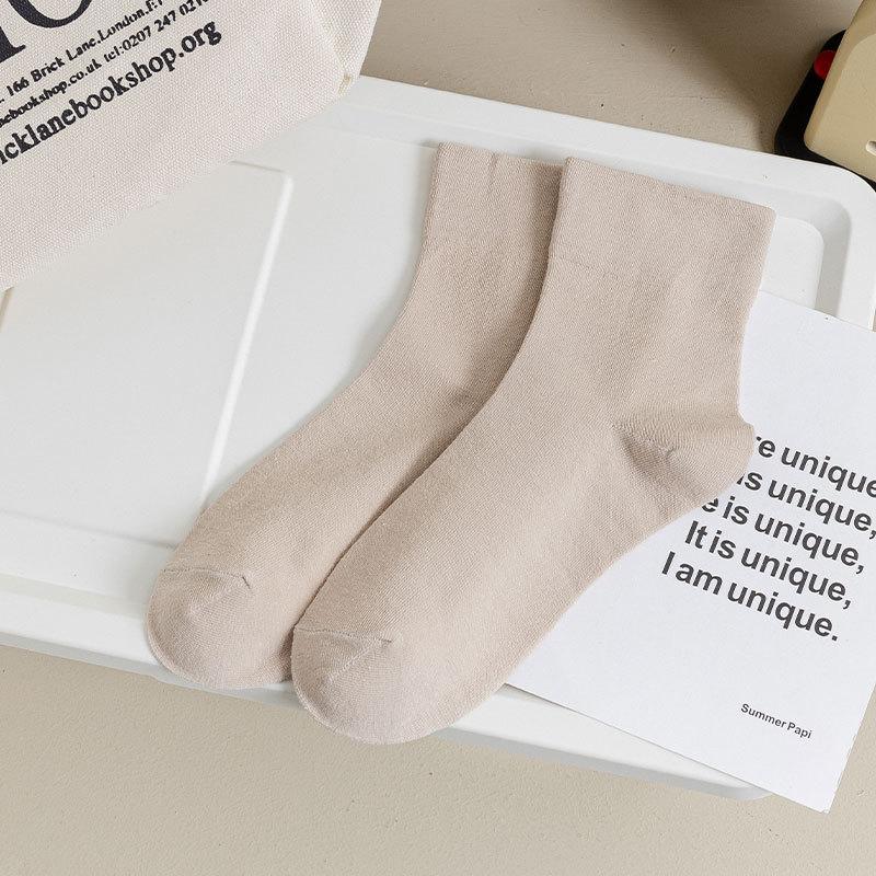 White Socks, Women's Short Cotton Socks, Summer Postpartum Socks, Short Socks, Thin Mid-calf Socks, Solid Color Versatile Socks