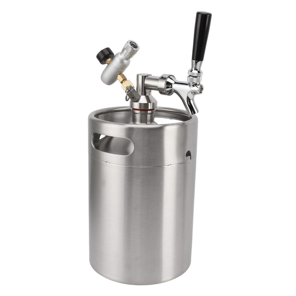 Pressurized Mini Beer Barrel Stainless Steel 5L With 60psi Gauge Dispenser Outlet Valve Coffee Keg for Coffee Shop Home