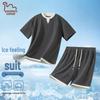 Herren-Eis-Seide Fake-Zweiteiler T-Shirt & Shorts Set