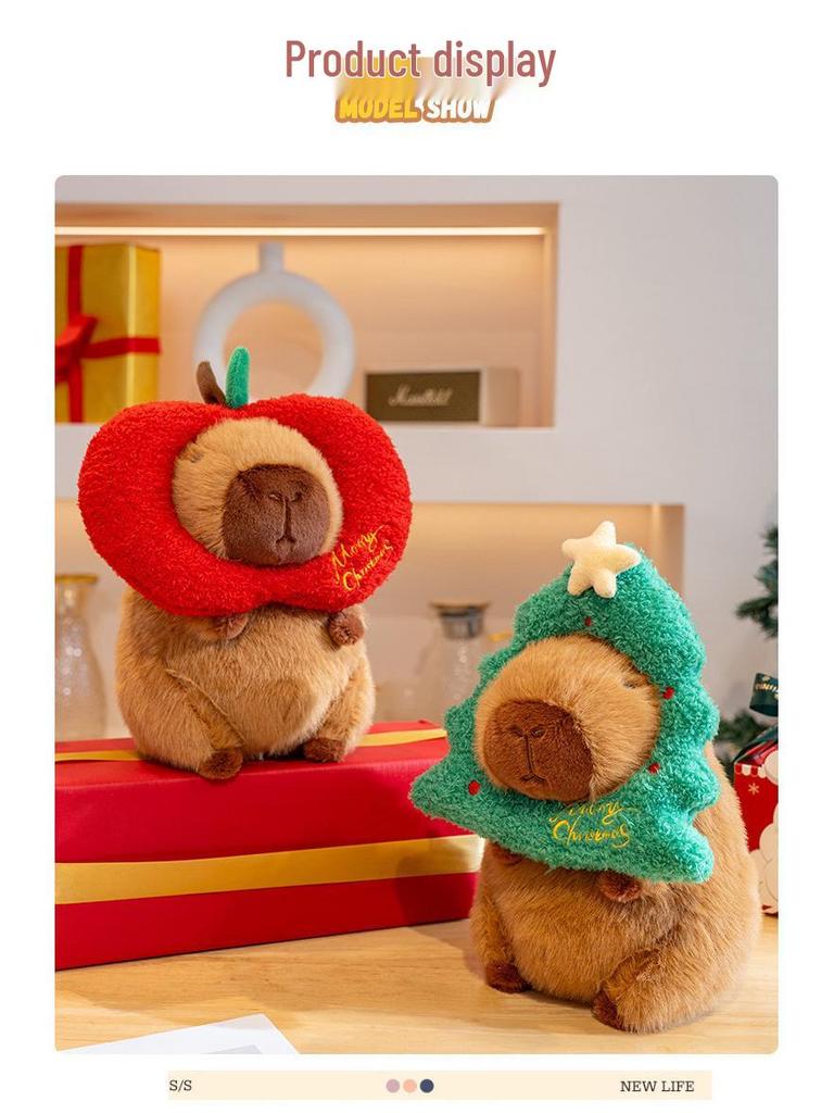 Capybara Christmas Plush Toy & Card Set – Stuffed Animal Comfort Doll