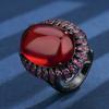 Autumn And Winter Jewelry European Simulation Pigeon Blood Red Corundum Black Gold Personality Set Main Stone 13 * 18