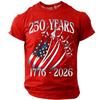 Men's Casual Short Sleeve Crew Neck T-Shirt Independence Day Graphic Print 250 Years Commemorative 1776 To 2026 Cotton Blend Top