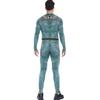 Adult Men Water Elf Monster Movie Role Playing Jumpsuit Onesie Halloween Digital Print Leggings Suit Tights for Party Costume