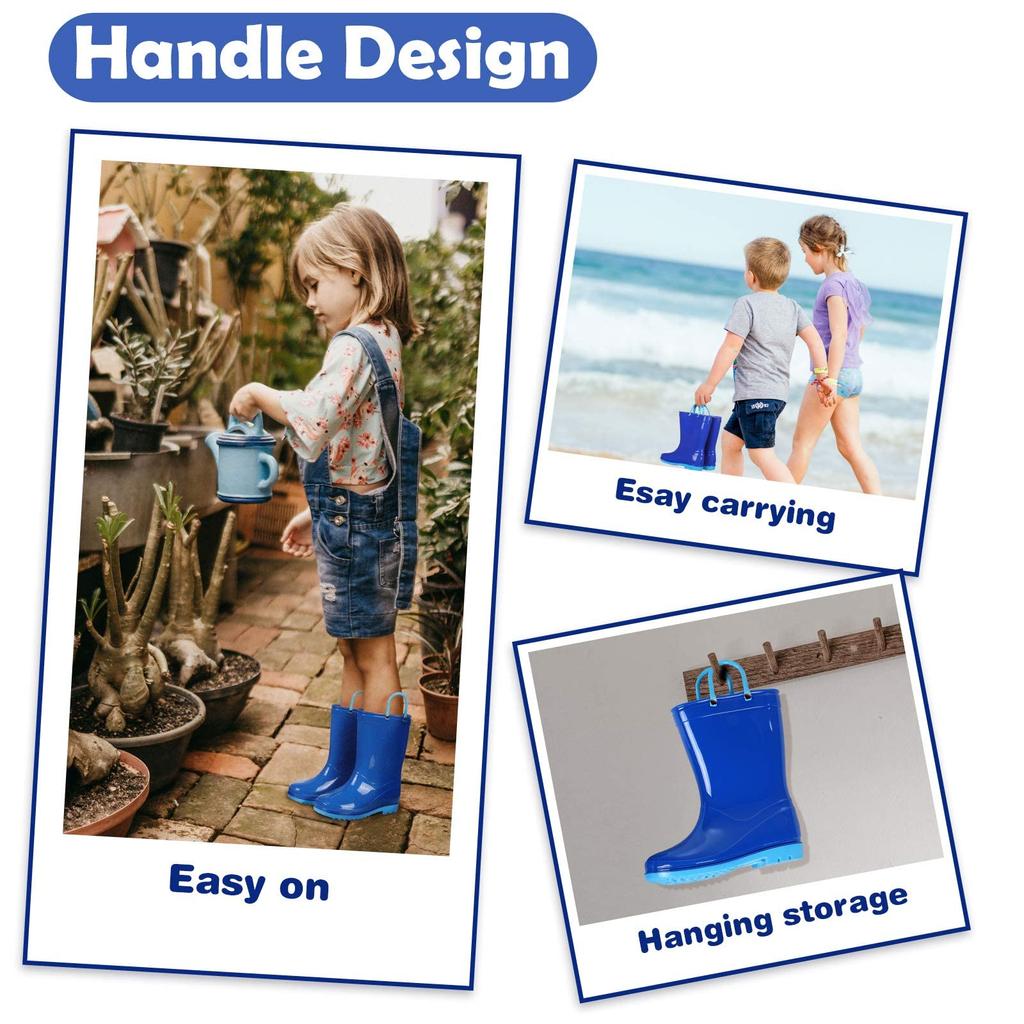 Modne Litfun 2025 Nowe Dziecięce Kalosze Wodoodporne Antypoślizgowe Buty dla Dzieci Gumowe Kalosze z Uchwytami Ułatwiającymi Zakładanie Miękka Podeszwa Unisex Buty na Deszcz