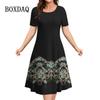 2026 New Summer Fashion Women's 3d Floral Print Short-sleeved Loose Dress A-line Elegant Casual Ladies Dress