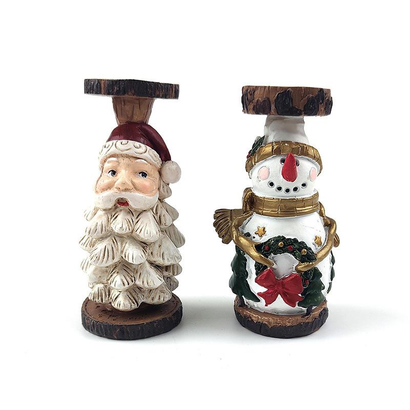 Christmas Ambience Cartoon Pattern Santa Claus Snowman Carving Candle Holder Photography Props Festival Supplies