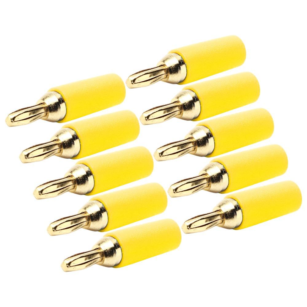 10 PCS 2.5mm Banana Plug Assortment 30VAC/60VDC 10A Copper Gold Plated Speaker Plug Connector Four Blade Solder Type