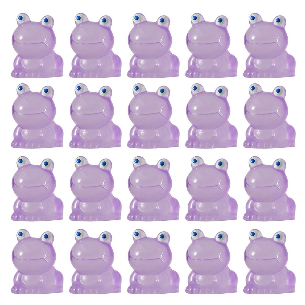 Set of 20 Glowing In the Dark Resin Miniature Frogs Figurines Various Colors for DIY Crafts and Party Decorations