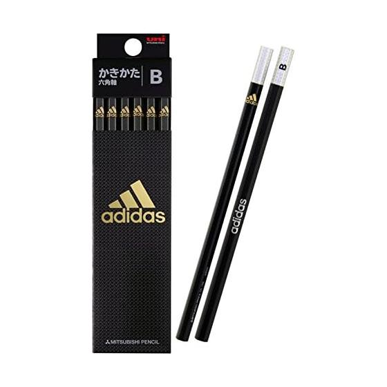 Mitsubishi Pencil x adidas Uni Writing Pencils AI04, B, Hexagonal Barrel, Black & Gold, 1 Dozen (12 Pencils) K5601B