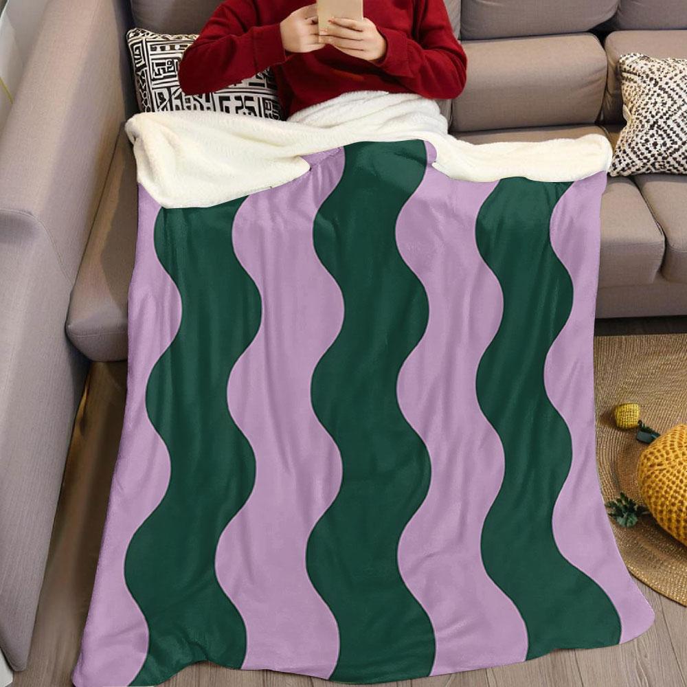 Wavy Stripe Flannel Blanket Warm Soft Halloween Christmas Couch Warm Cozy Decorative Decor Gift for All Season
