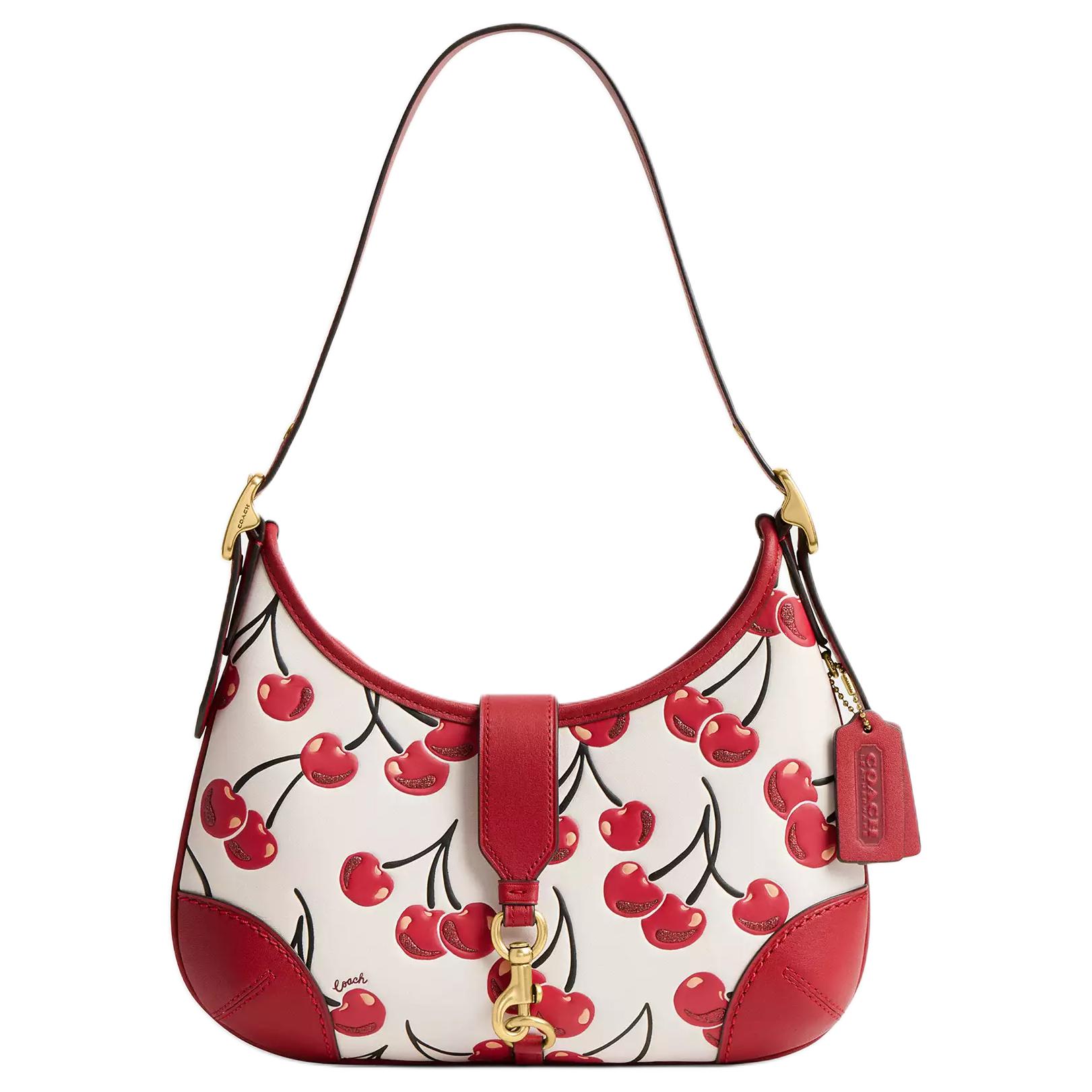 

Coach Hamptons 27 Cherry Pattern Zipper Closure Leather Half-Moon Handbag Women handbags Brass Chalk CY936-B4CAH Basic Set (Bag+Dust Bag)