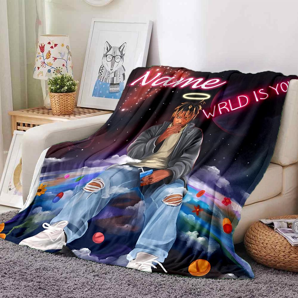 Customiz Name Personality Juice WRLD Blanket Soft &Warm Sofa Office Bed Travel Lunch Break Blanket, Gift Suitable All Seasons